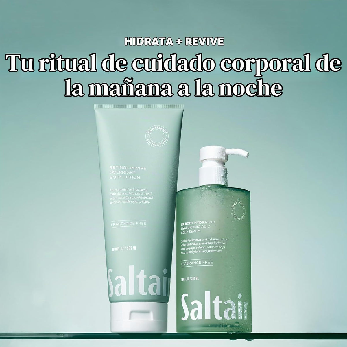 Saltair Suero corporal de ácido hialurónico | Hidratante HA sin fra...