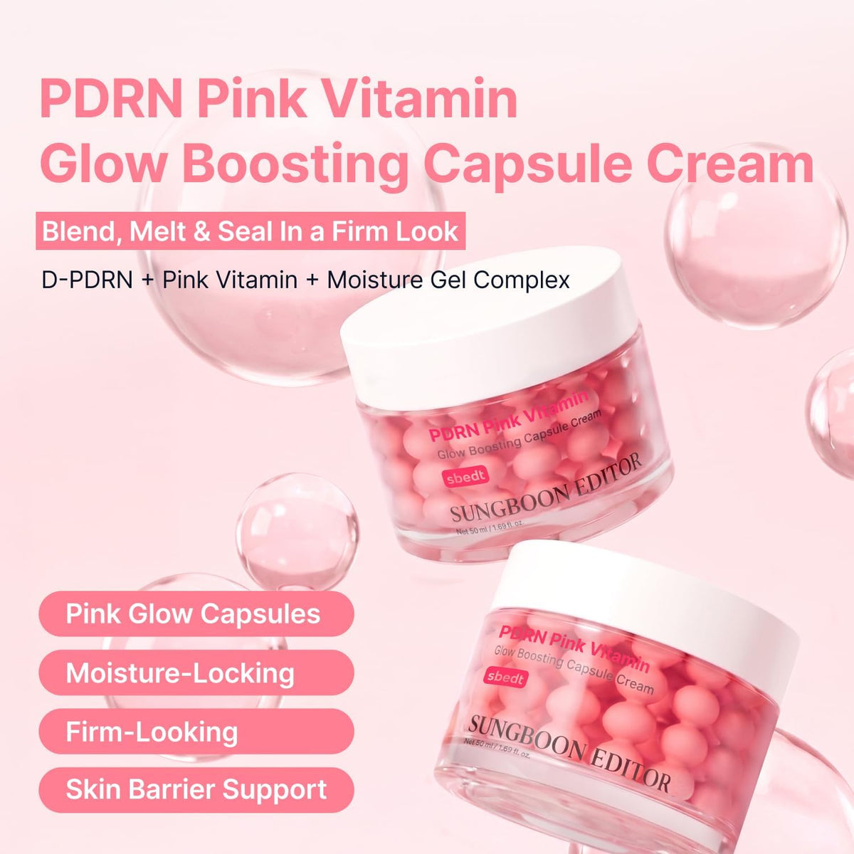 SUNGBOON EDITOR Pink PDRN Crema de cápsulas de vitaminas, vitamina...