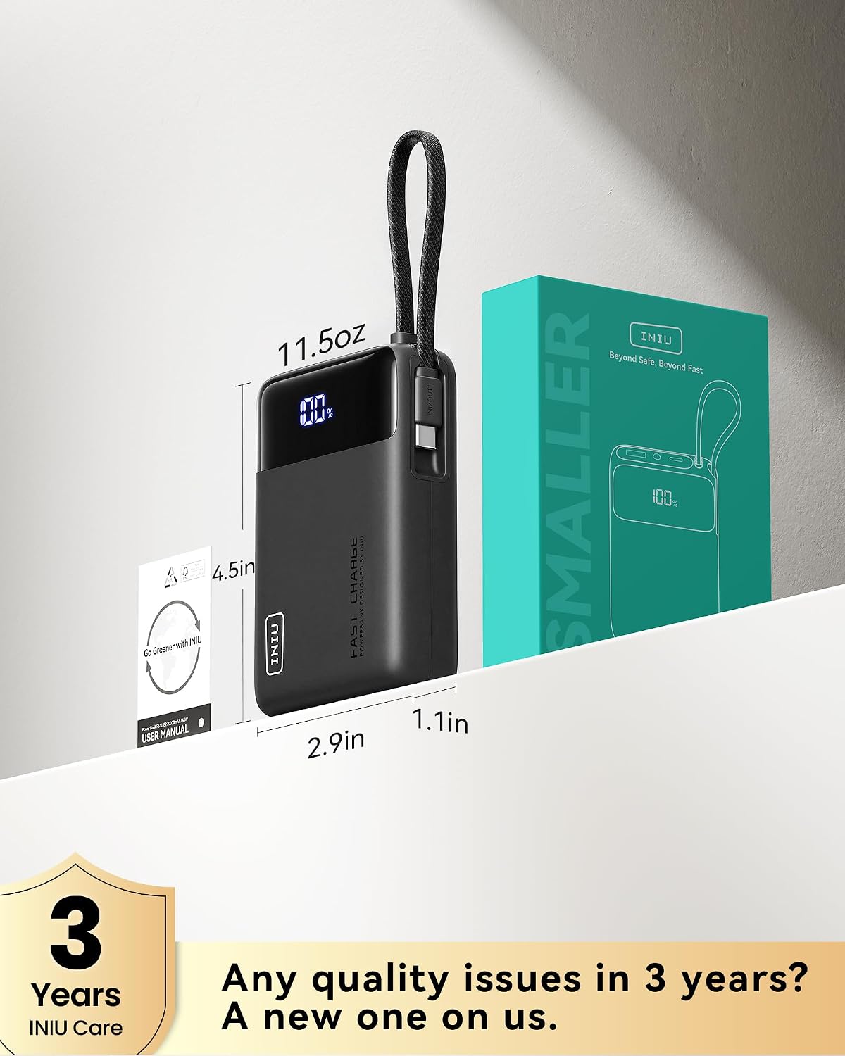 INIU cargador portátil 20000mAh, banco de carga rápida más pequeño...