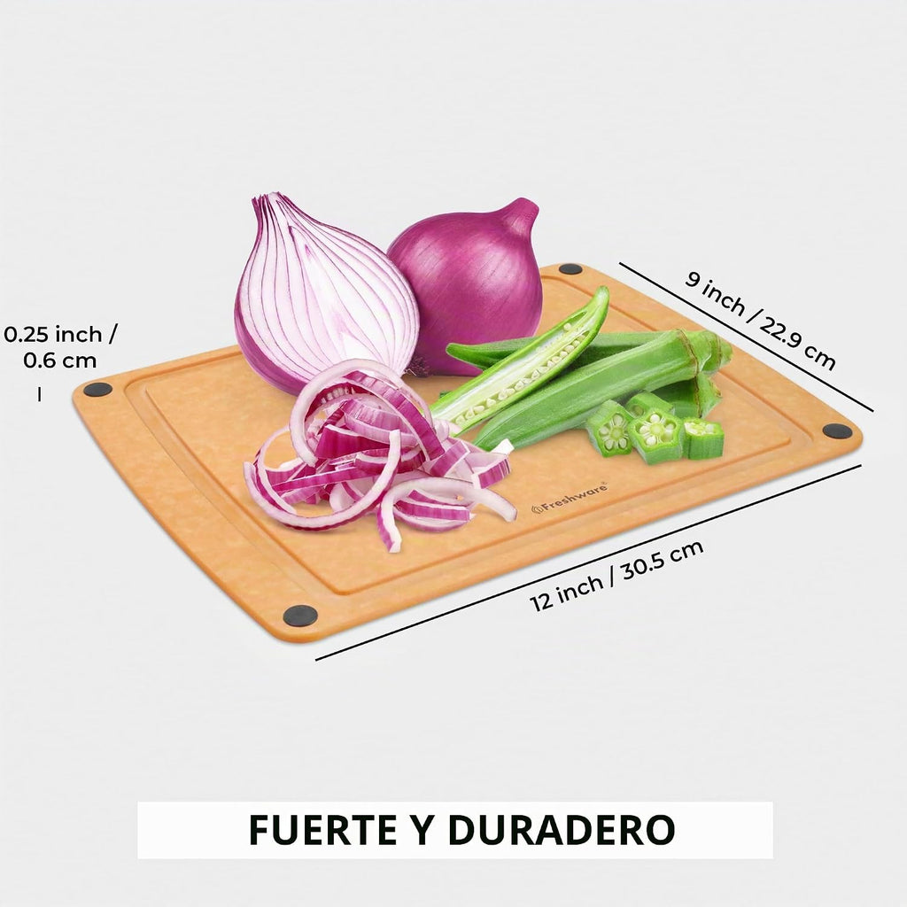 Freshware Tabla de cortar de madera para cocina, ranura para jugos,...
