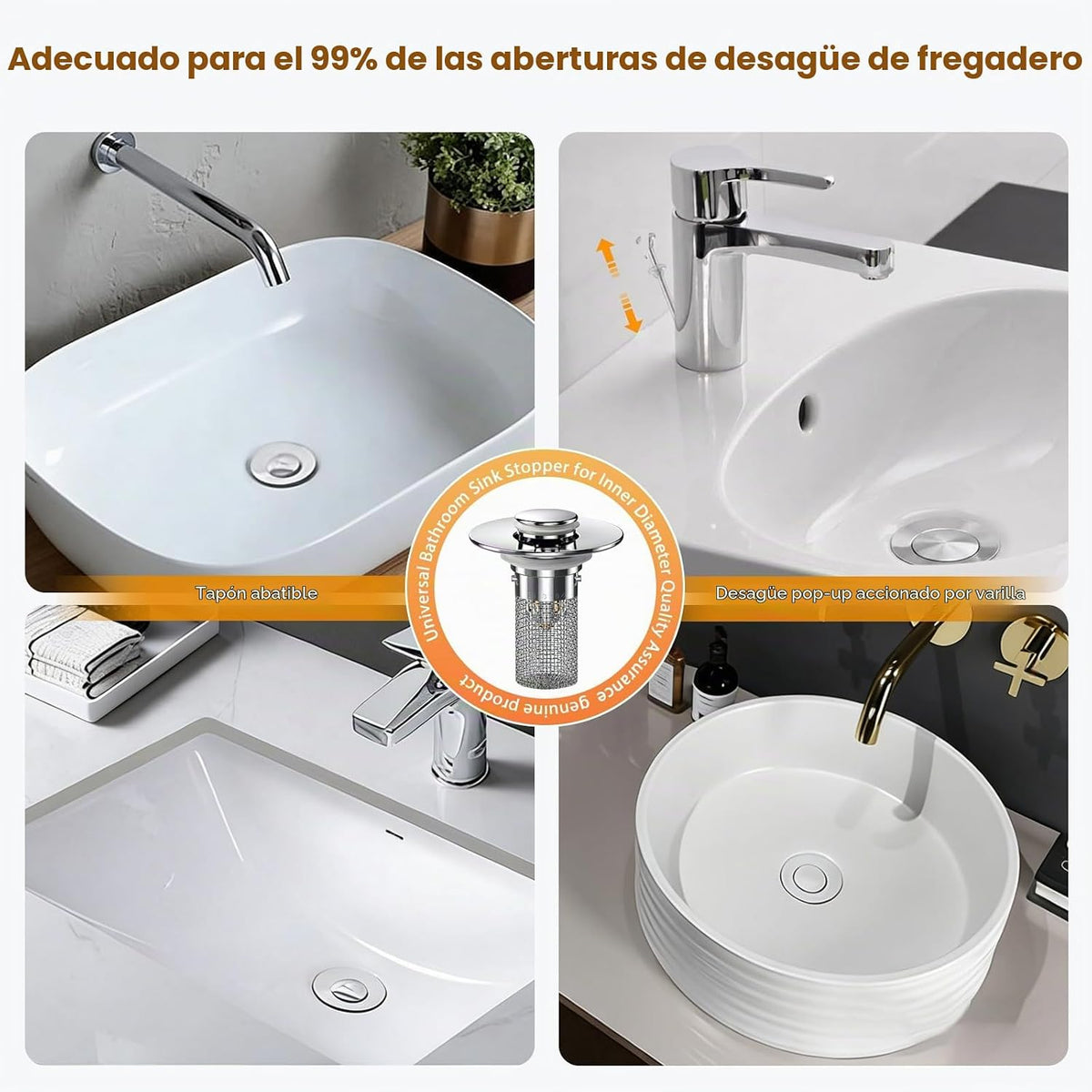 Paquete de 4 tapones de drenaje para fregadero de baño, tapón de dr...