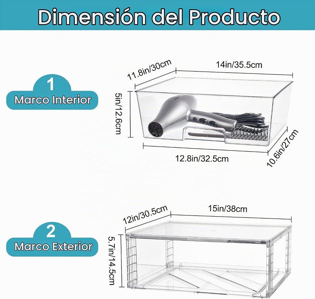 Vtopmart - Paquete de 3 cajones de almacenamiento apilables transpa...