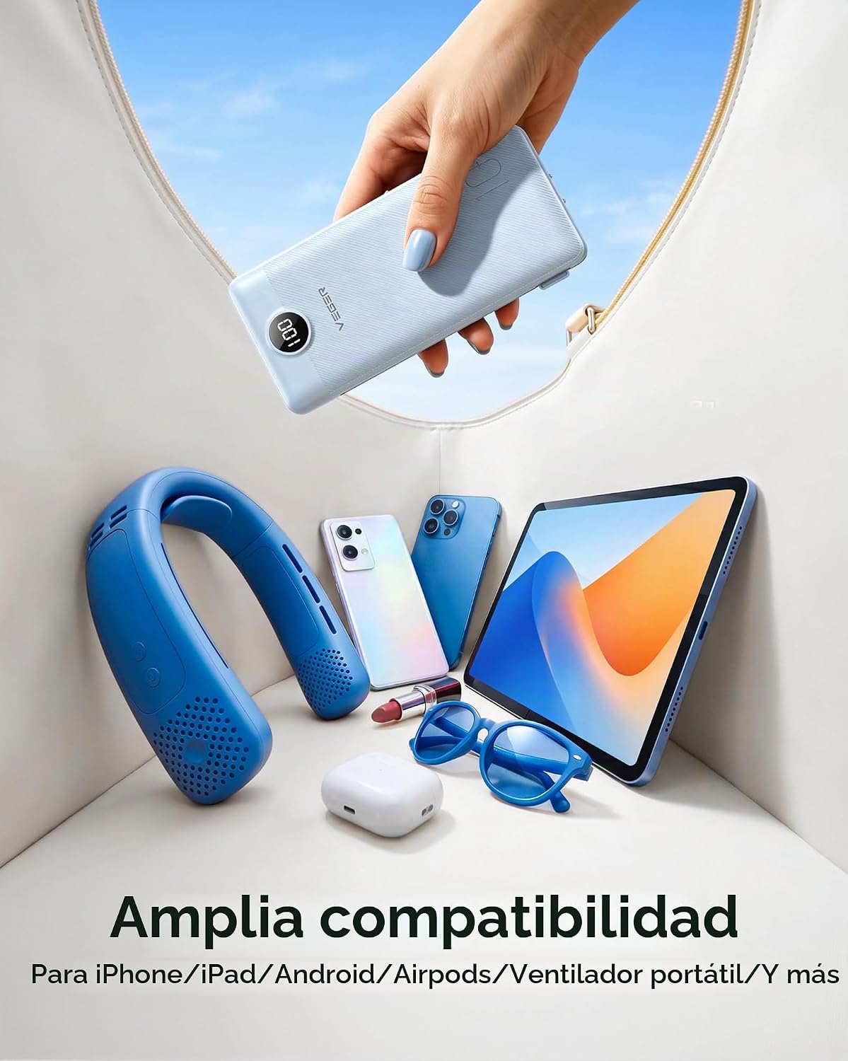 VEGER Cargador portátil para iPhone, Power Bank con cables integrad...