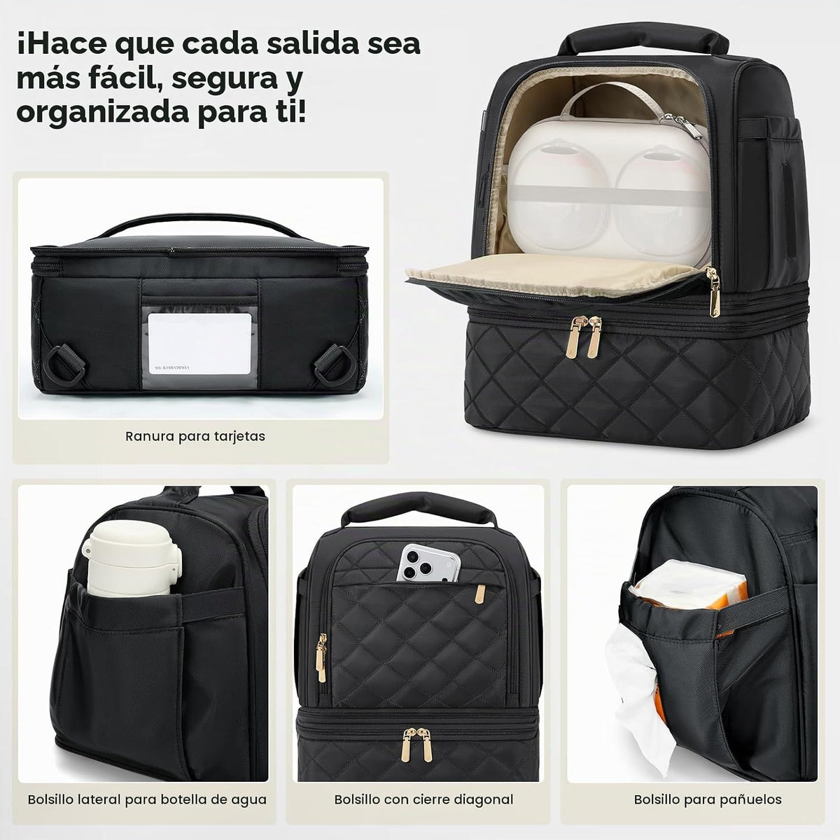 RAINSMORE Bolsa de extractor de leche portátil, bolsa de viaje enfr...