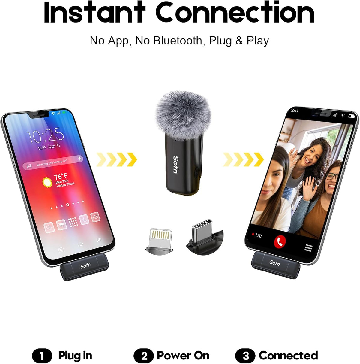 Micrófono inalámbrico Sofn para iPhone y Android, mini micrófono de...
