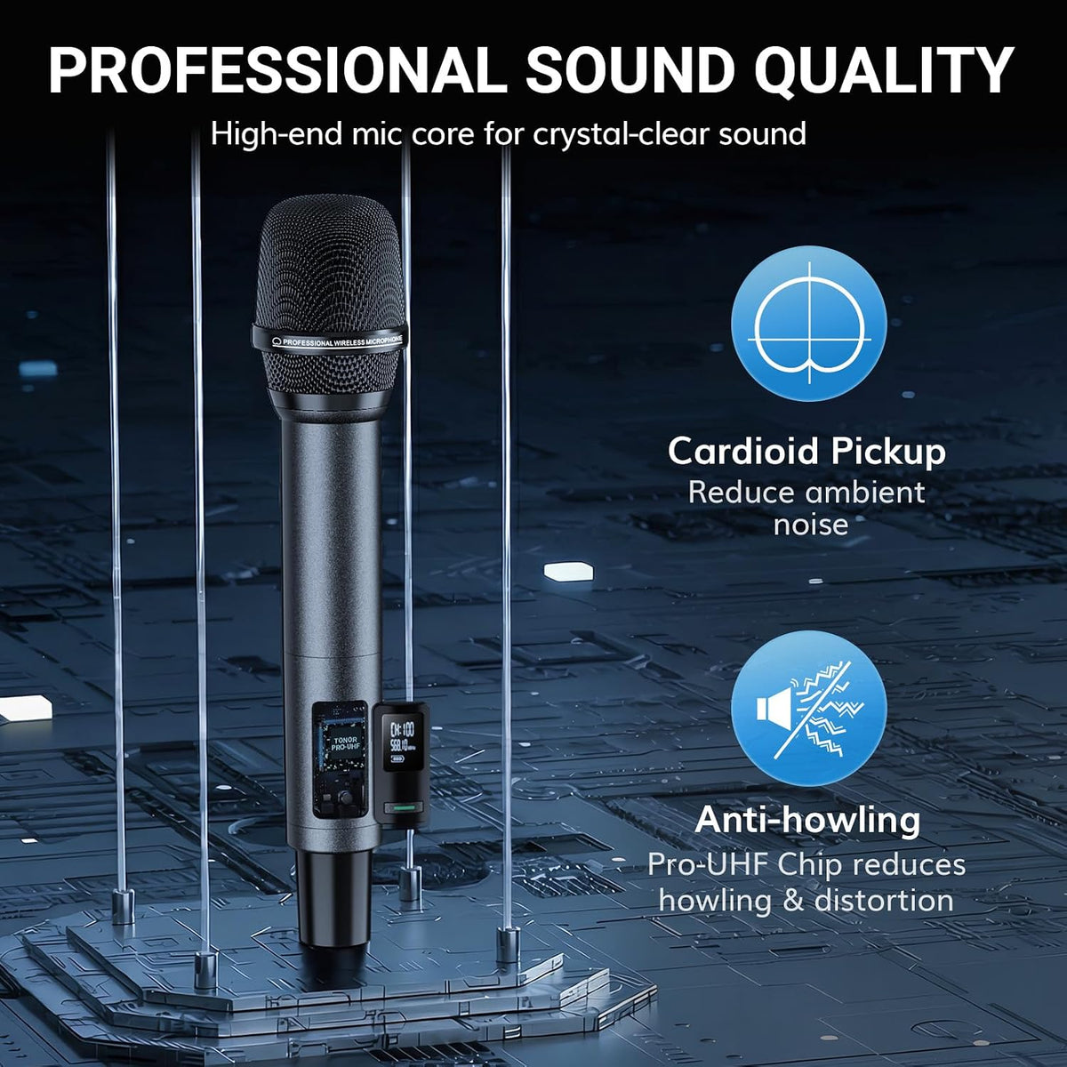 TONOR Micrófonos inalámbricos Bluetooth, sistema de micrófono inalá...
