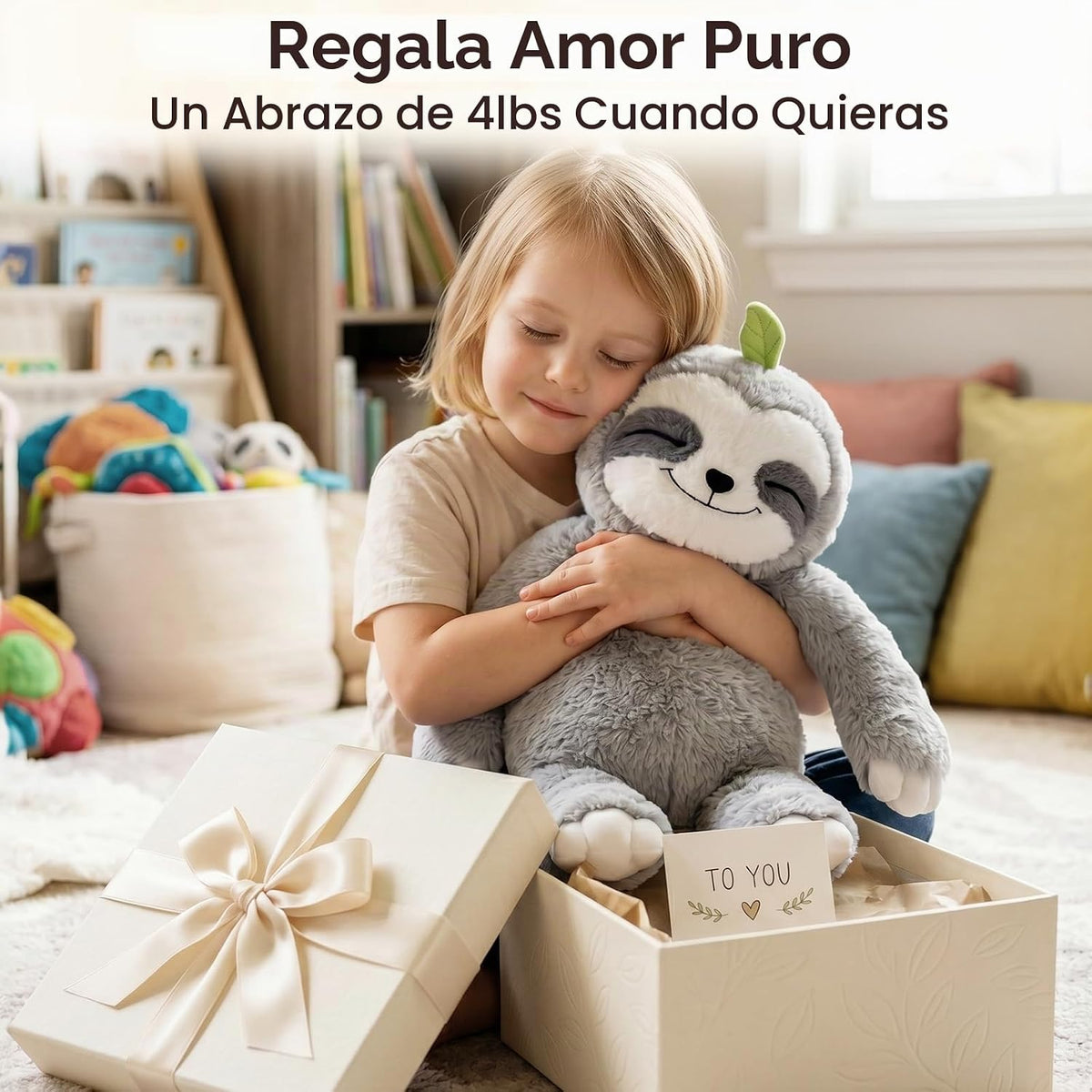Mewaii Animales de peluche con peso, de felpa de perezoso, calentab...