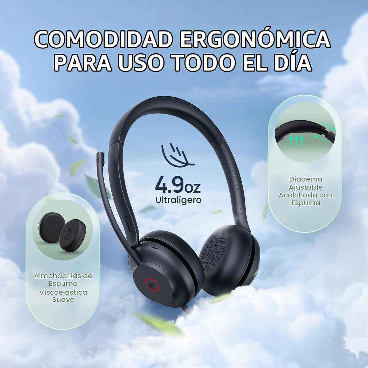 Yealink UH35 Auriculares con cable de segunda generación, USB-C\/A,...