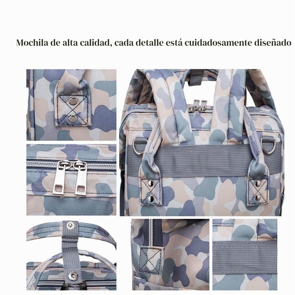 Mochila de pañales de camuflaje multifunción para el cuidado del be...