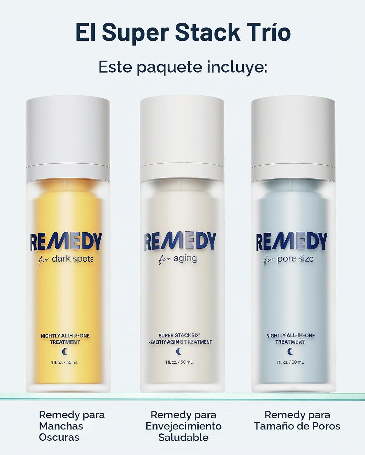 Remedio El trío Super Stack | Sistema dirigido de 3 piezas | Mancha...