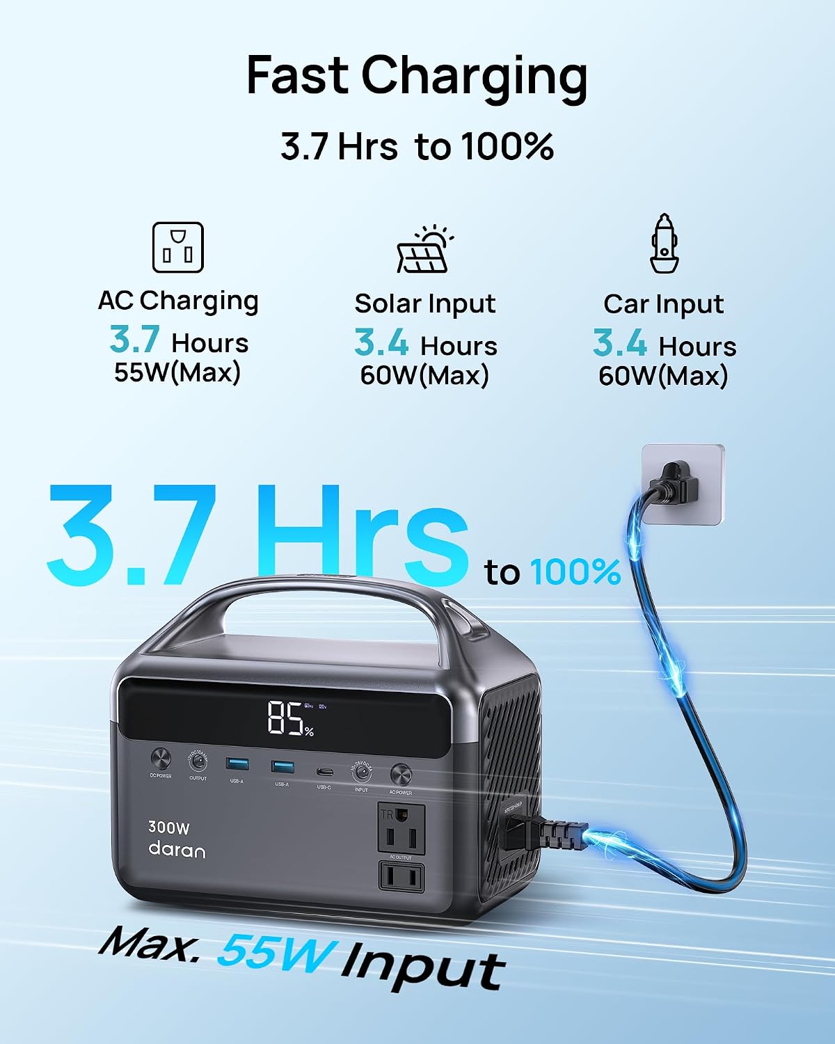 Estación de energía portátil de 192 Wh(60,000 mAh) con bolsa, banco...