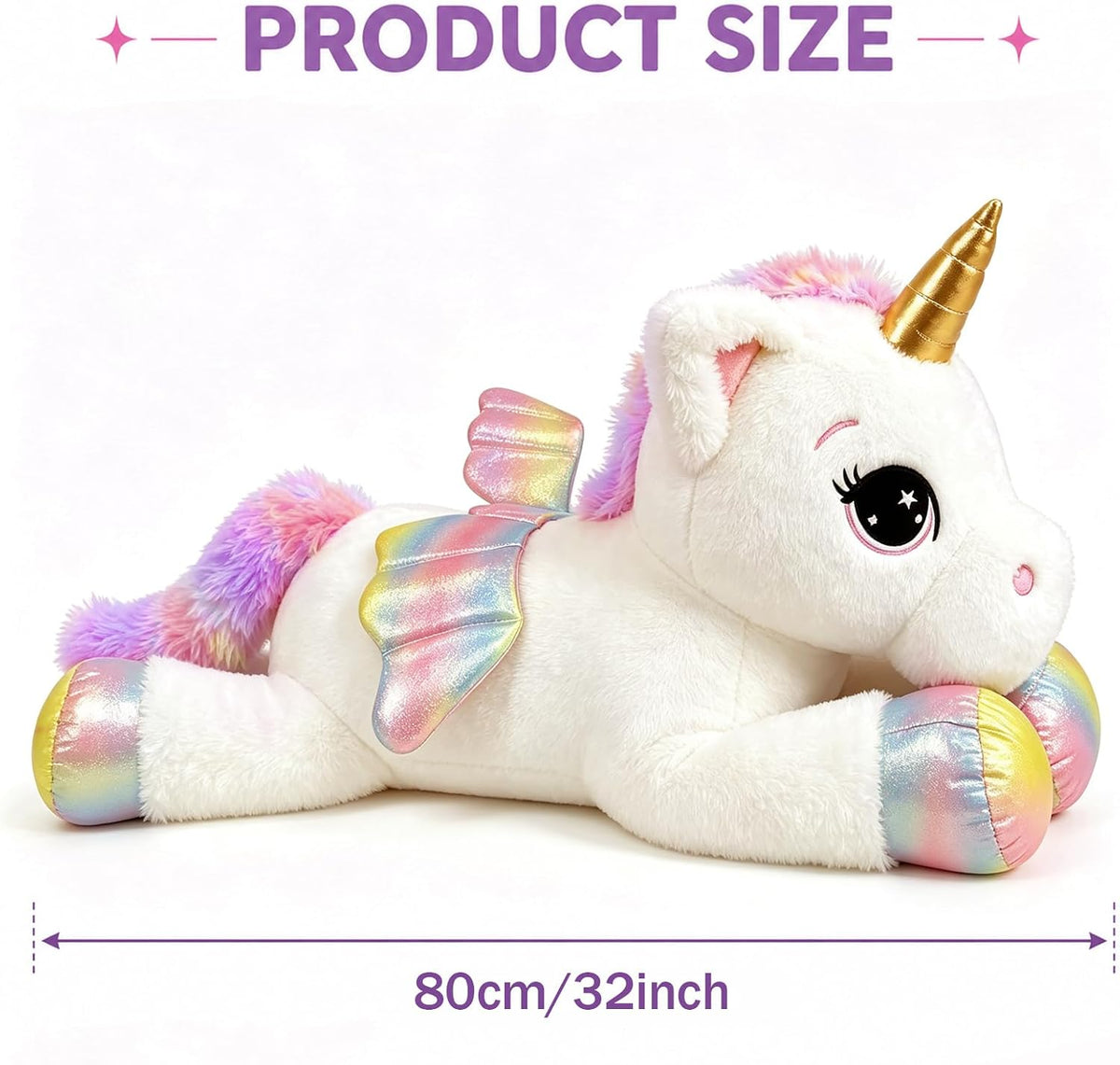 FFxiong Almohada de peluche de unicornio de 32 pulgadas, suave jugu...