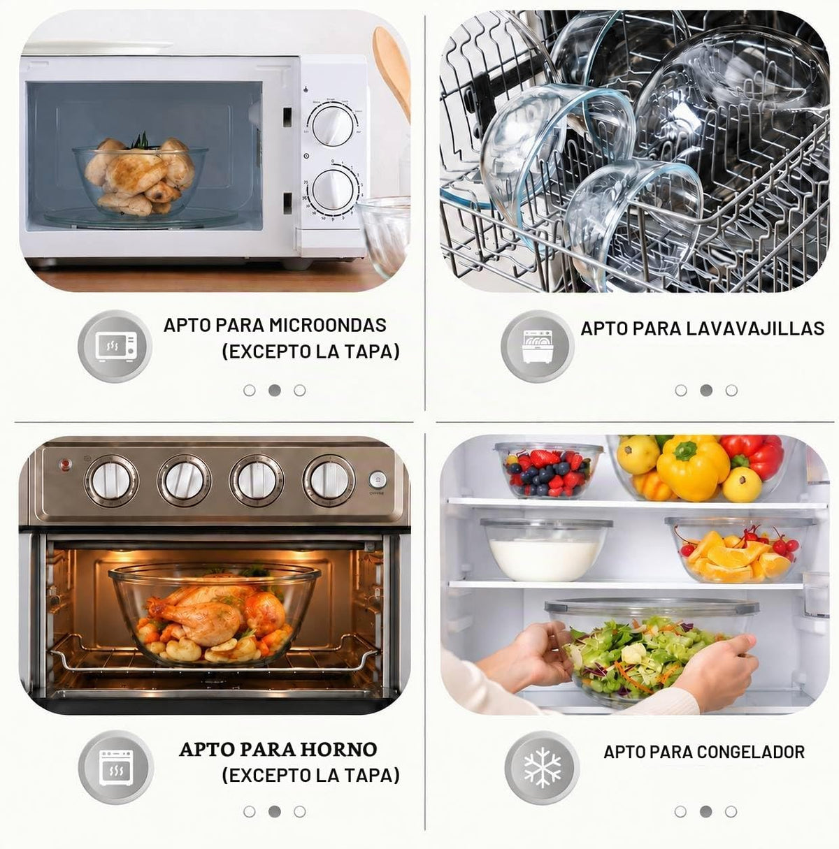 Cuiselct - Juego de 5 cuencos de vidrio para mezclar con tapas, jue...