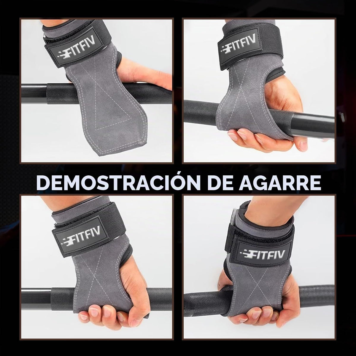 FITFIV Correa de muñeca de levantamiento de pesas, correas de cuero...
