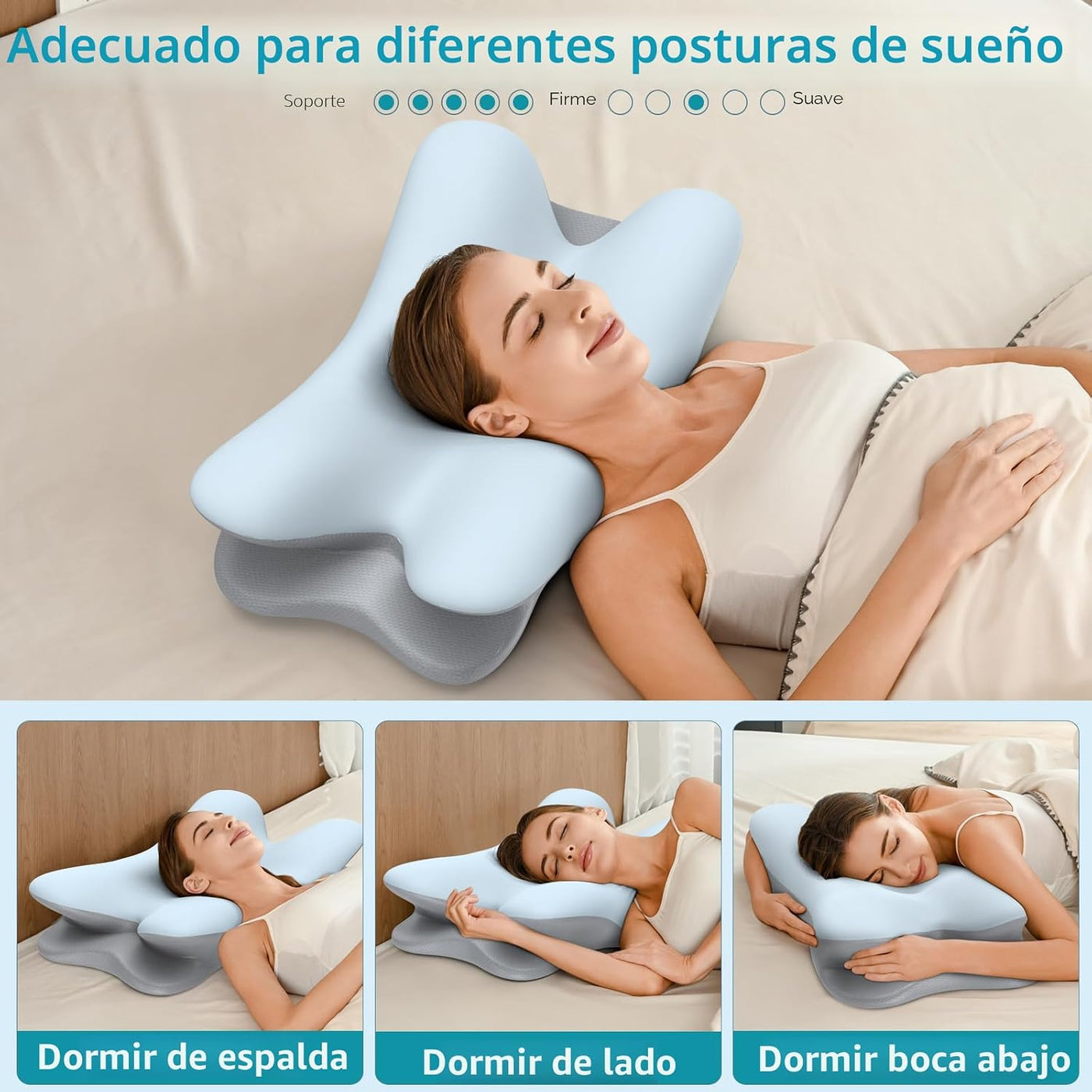 Almohada cervical para el cuello para aliviar el dolor, almohada er...