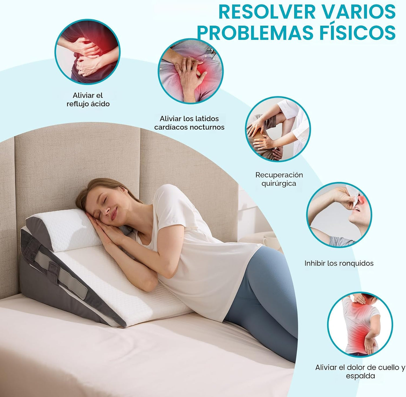WGAKCED Juego de 3 almohadas en forma de cuña para después de la ci...