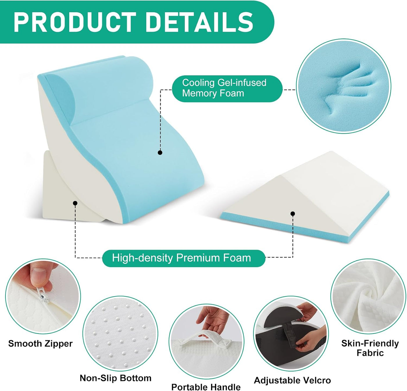 Bambulex Juego de 4 almohadas de cuña para después de la cirugía, b...