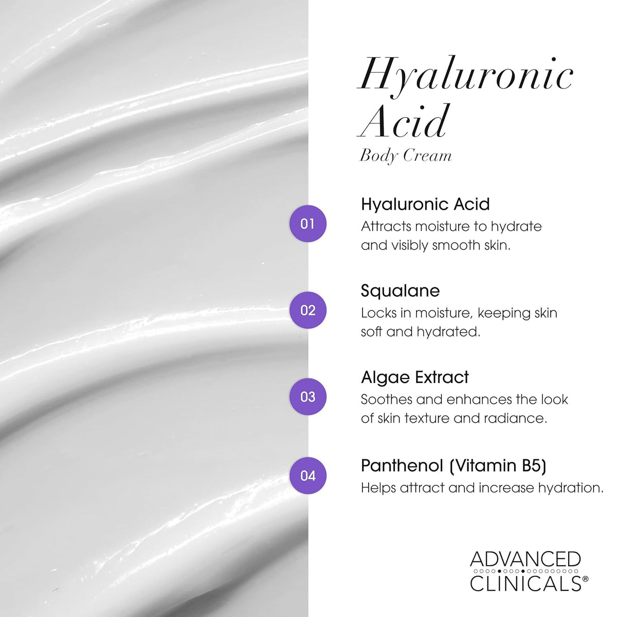 Advanced Clinicals - Crema con ácido hialurónico, loción hidratante...