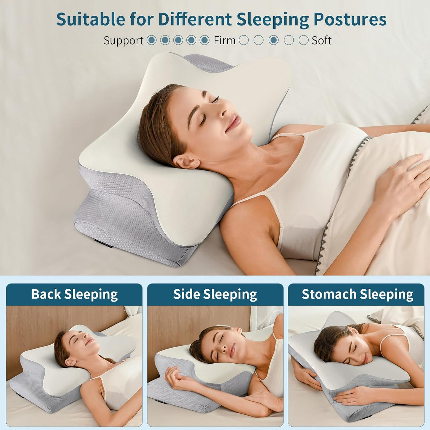 Almohada cervical para el cuello para aliviar el dolor, almohada er...