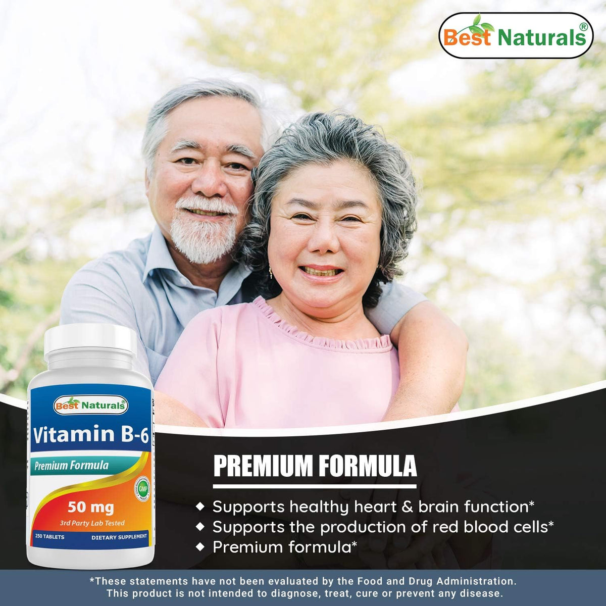 Best Naturals Vitamina B6 50 mg 250 tabletas (250 unidades (paquete...
