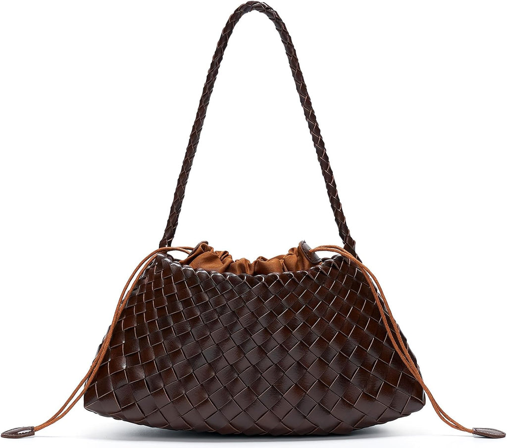 Bolso pequeño tejido para mujer, bolso de hombro de piel vegana, bo...