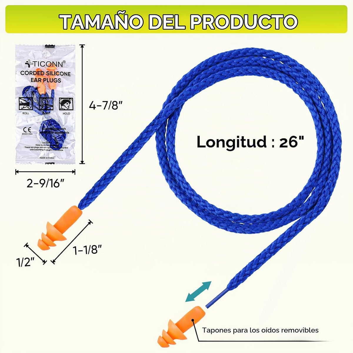 TICONN 12 pares de tapones para los oídos reutilizables de silicona...