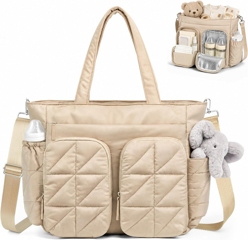 TOPEAST Bolsa de pañales, bolsa acolchada para bebé con bolsillos a...