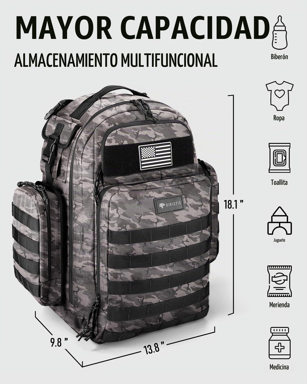 Bolsa de pañales para papá, mochila para pañales para hombres con c...