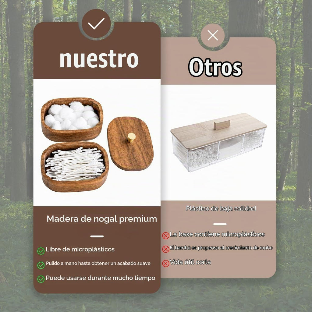 MIGAKU HOME Tarros de baño de madera de acacia con tapas, recipient...