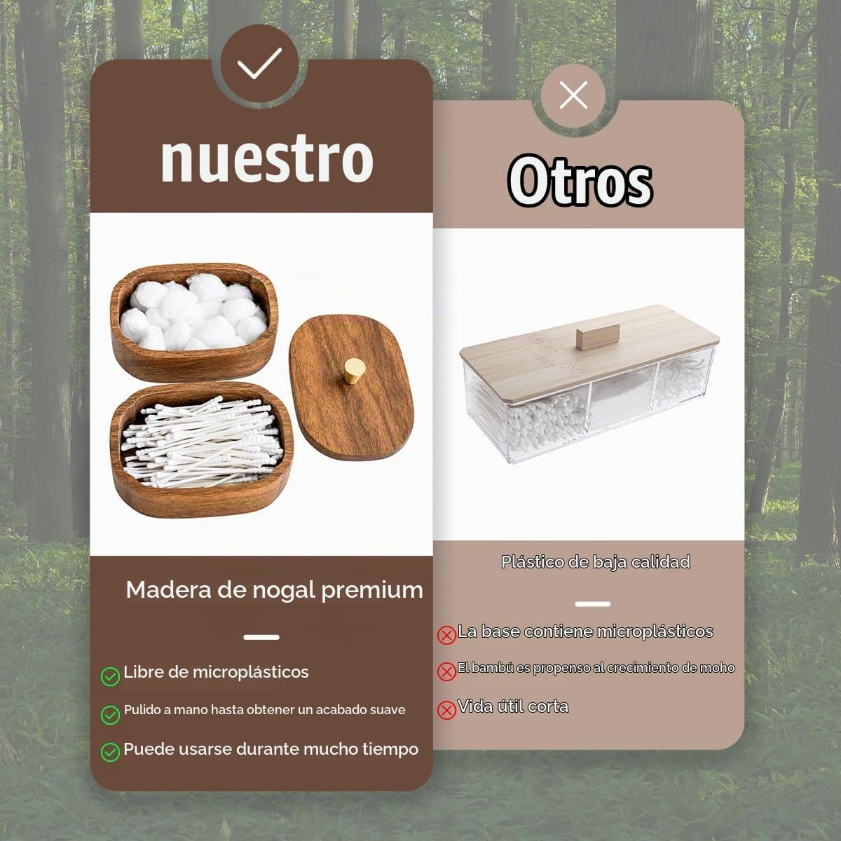 MIGAKU HOME Tarros de baño de madera de acacia con tapas, recipient...
