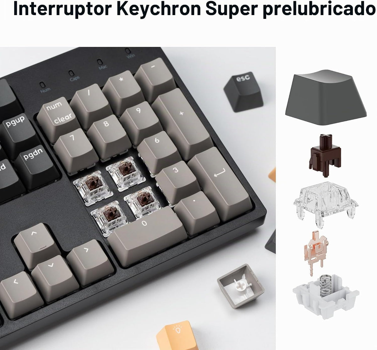 Keychron C2 Pro Teclado mecánico personalizado con cable Diseño de...