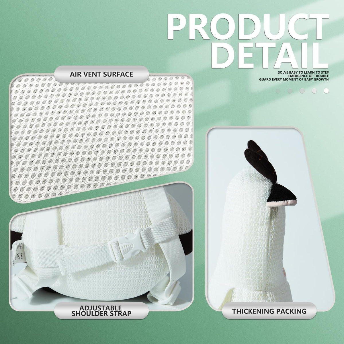Mochila con protector de cabeza para bebé caminante, mochila ajusta...