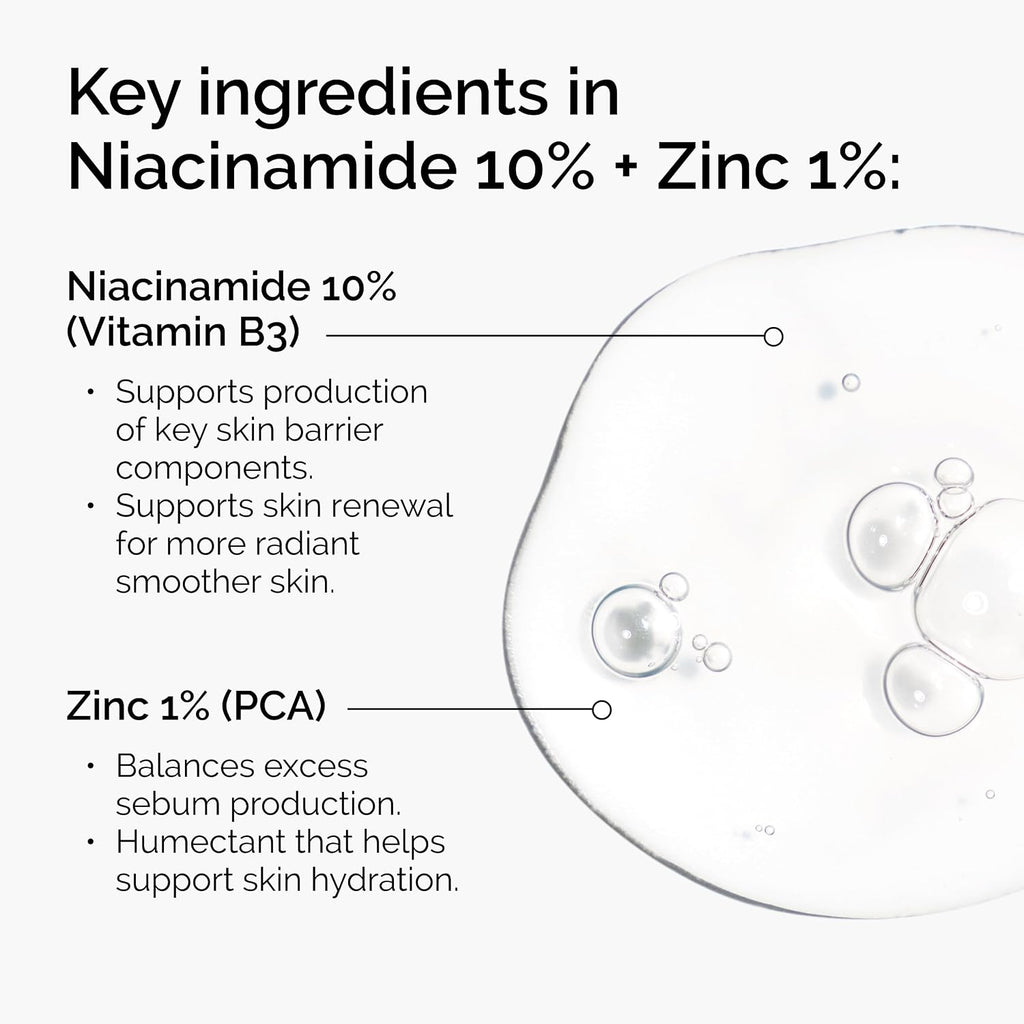 The Ordinary Niacinamida 10% + Zinc 1%, sérum suavizante para piele...