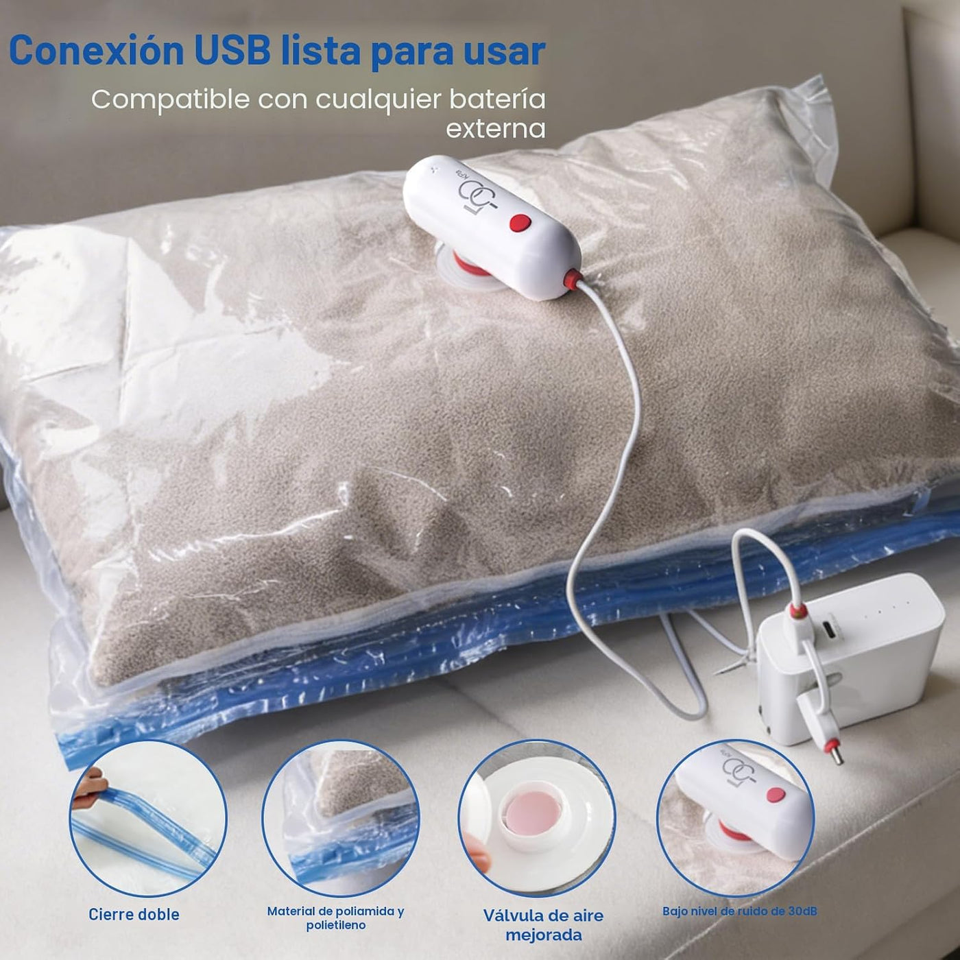 VMstr Paquete de 18 bolsas de almacenamiento al vacío con bomba USB...