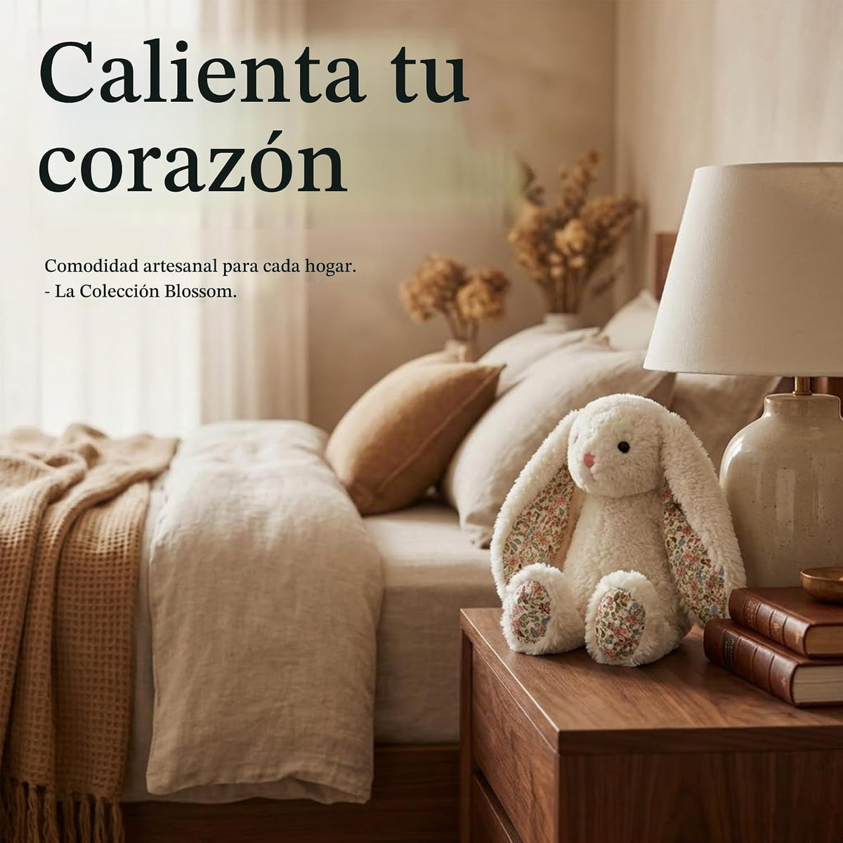 okegztoa Conejito floral de peluche, color crema, estilo francés, e...