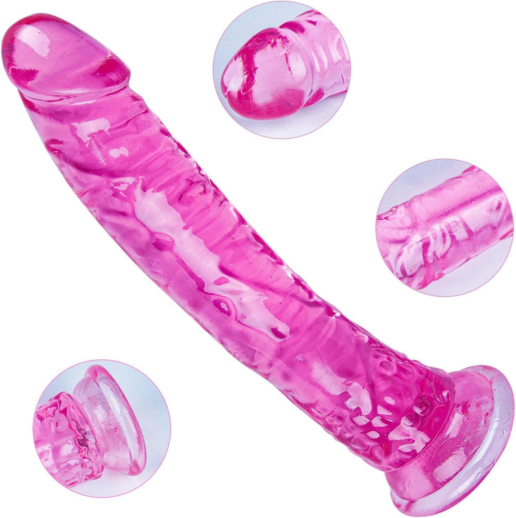 Kit de consolador de ventosa rosa de 3 tamaños (16.2 cm pequeño\/18...
