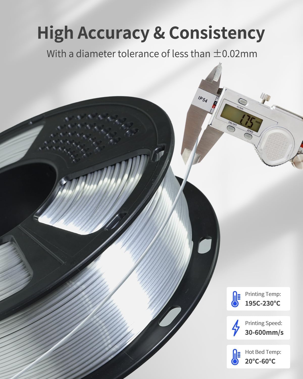 XZN Filamento PLA de seda 1.75mm, filamento para impresora 3D brill...