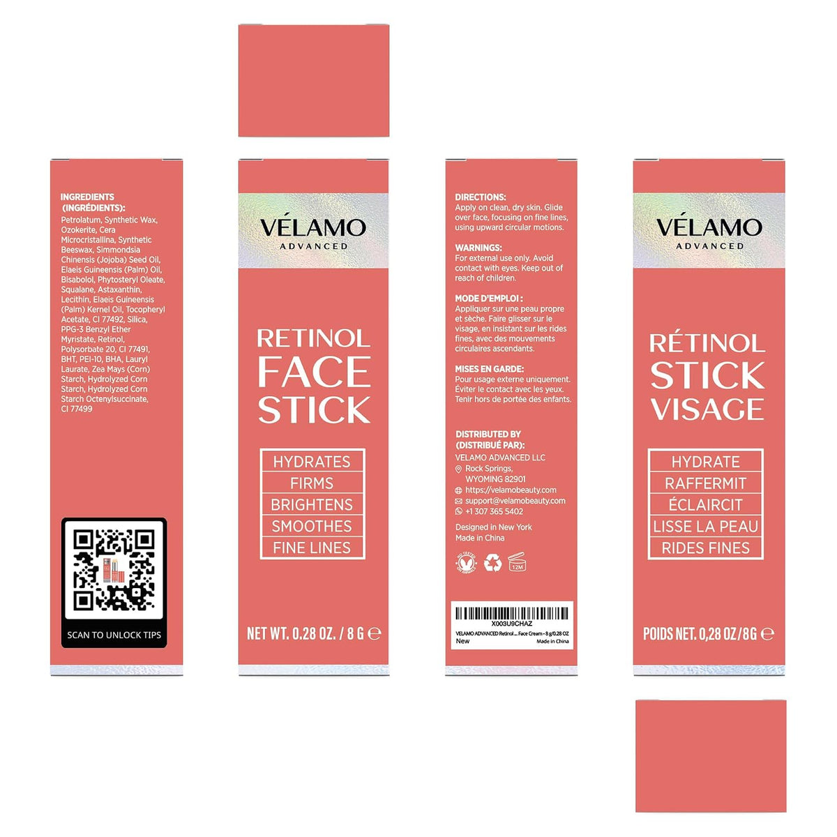 VELAMO ADVANCED Retinol Face Stick: reduce las arrugas de las línea...