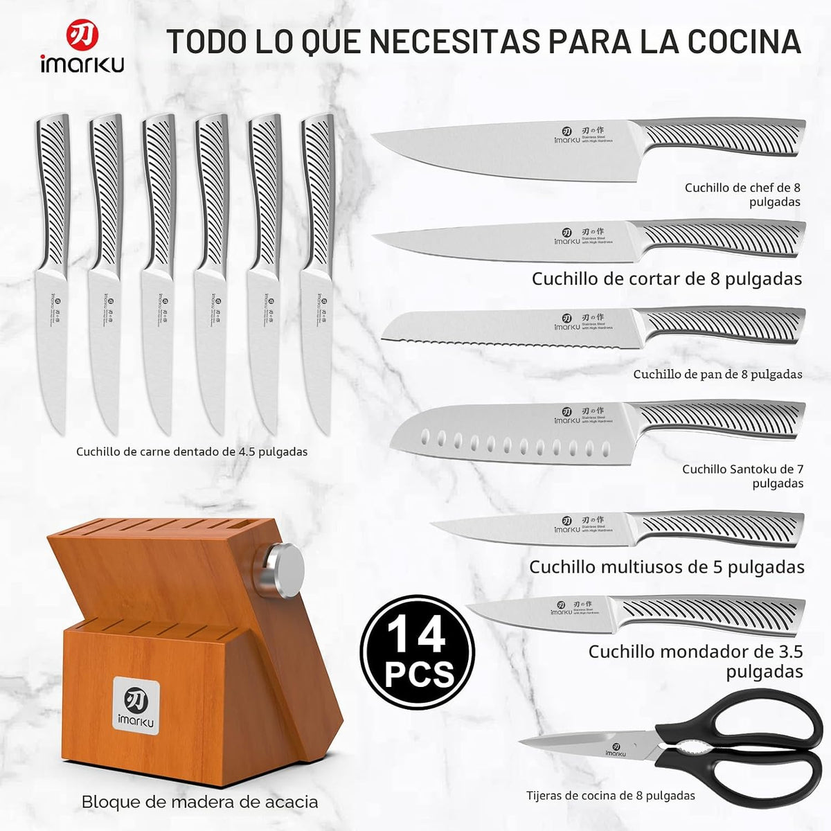 imarku Juego de cuchillos de cocina de alta calidad, juego de cuchi...