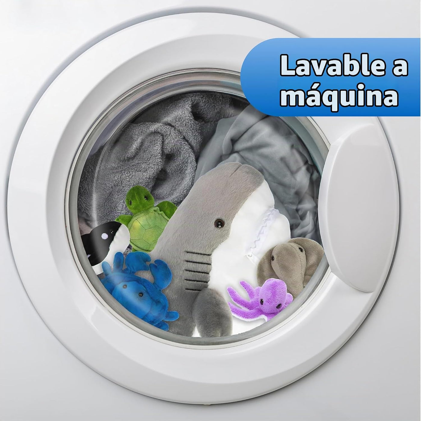 PREXTEX Peluche de tiburón juguete relleno con 5 animales marinos,...