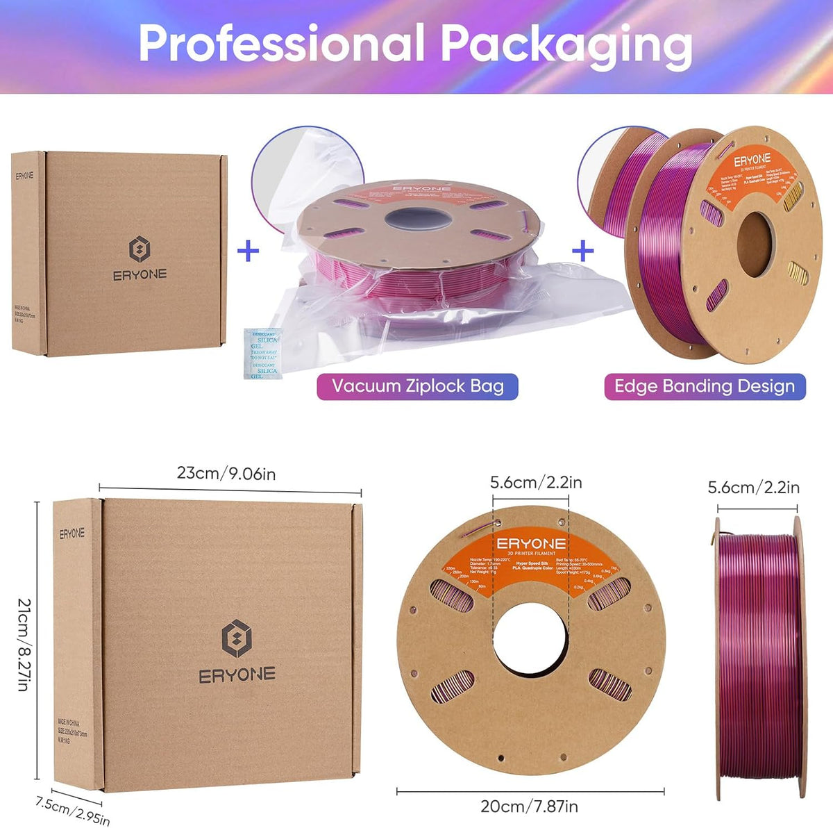 ERYONE HS Seda Cuádruple Color PLA Filamento para Impresora 3D de 1...