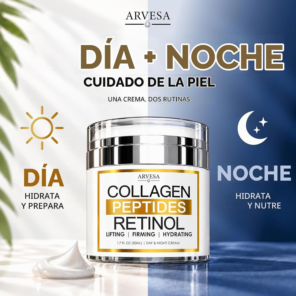 Crema de retinol para cara con péptidos de colágeno, hidratante | Á...
