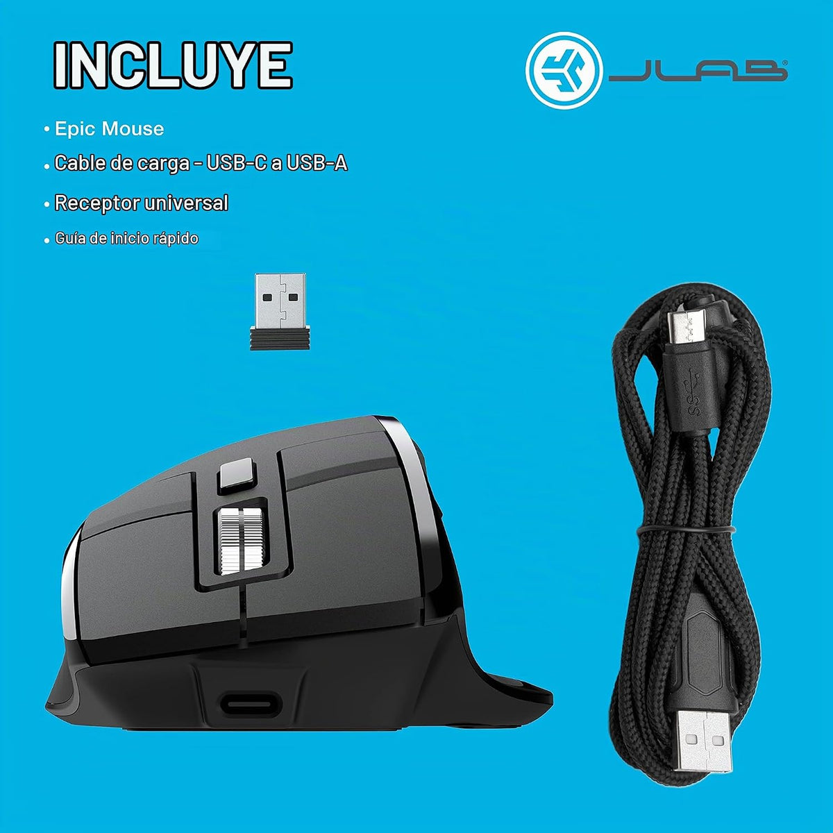 JLab, Ratón épico, inalámbrico, Bluetooth, multidispositivo, pantal...