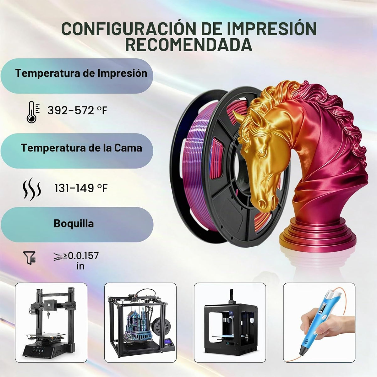 Frucindra Tricolor Silk - Paquete de filamentos para impresora 3D P...