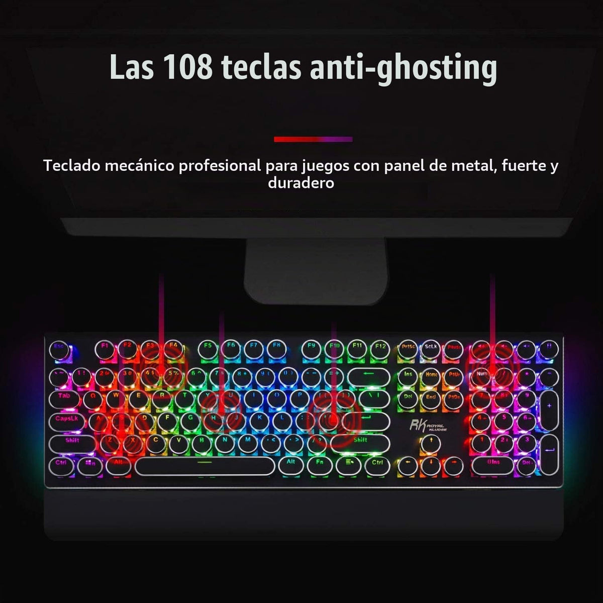 RK ROYAL KLUDGE Teclado de Máquina de Escribir S108, Teclado Mecáni...