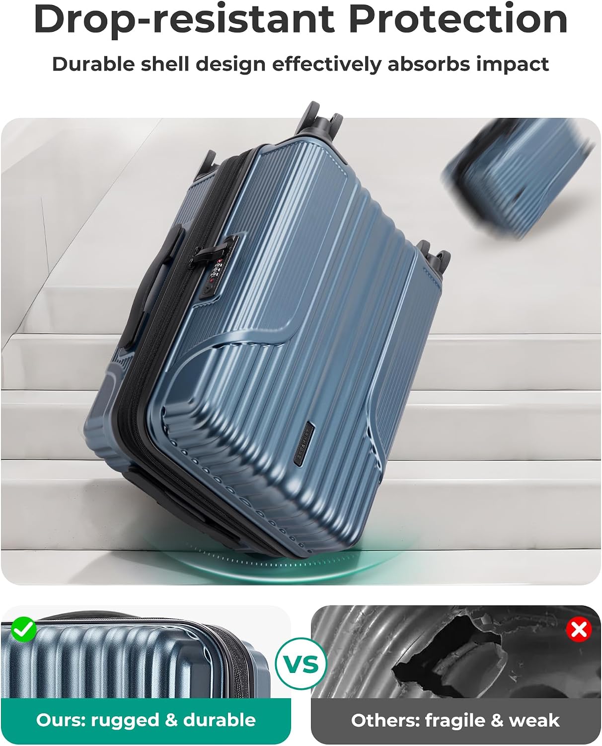 BAGSMART - Maleta de mano 22 x 14 x 9 aprobada por aerolínea, malet...