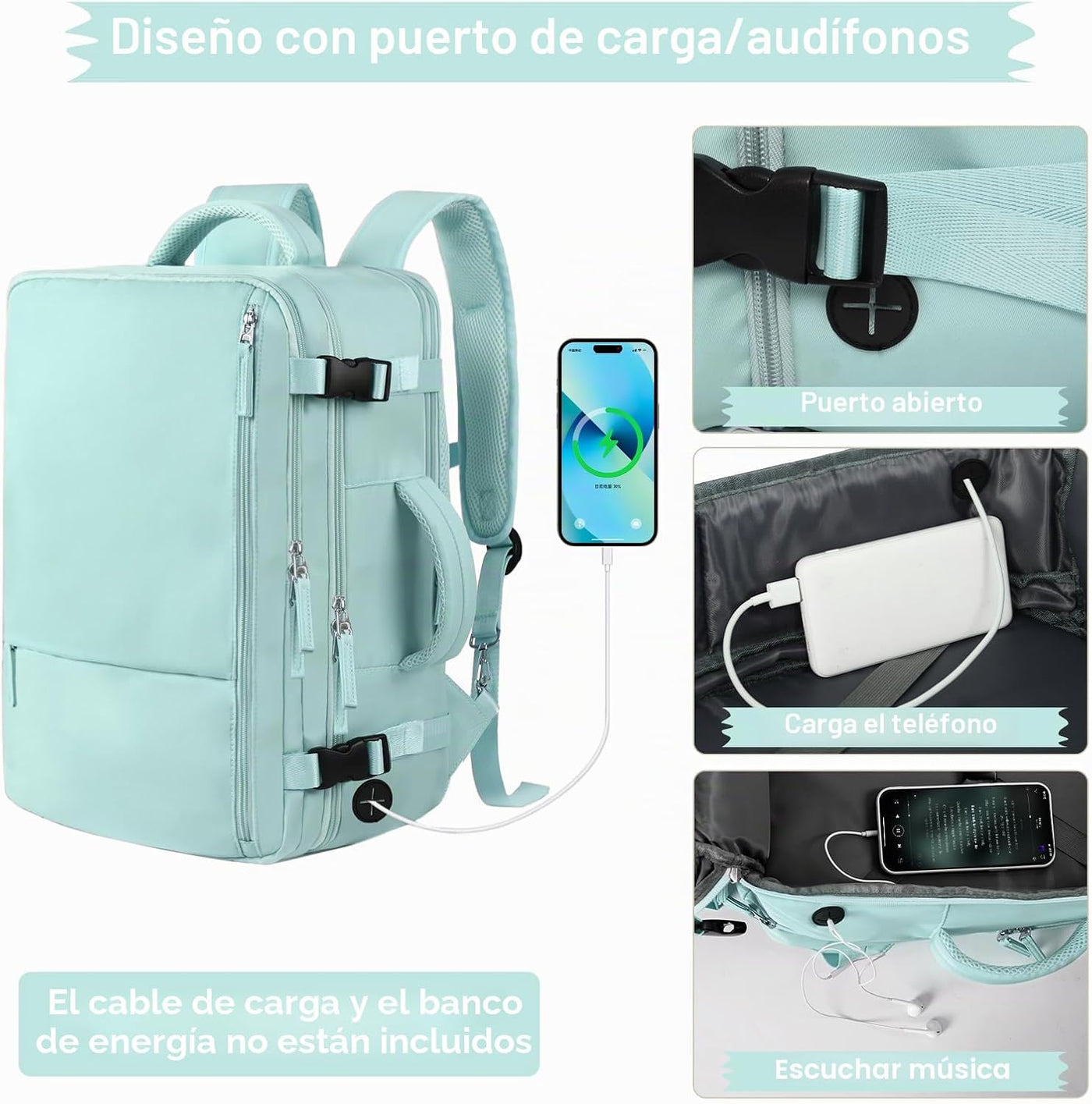 Hanples - Mochila de viaje para mujeres y hombres, mochila grande d...