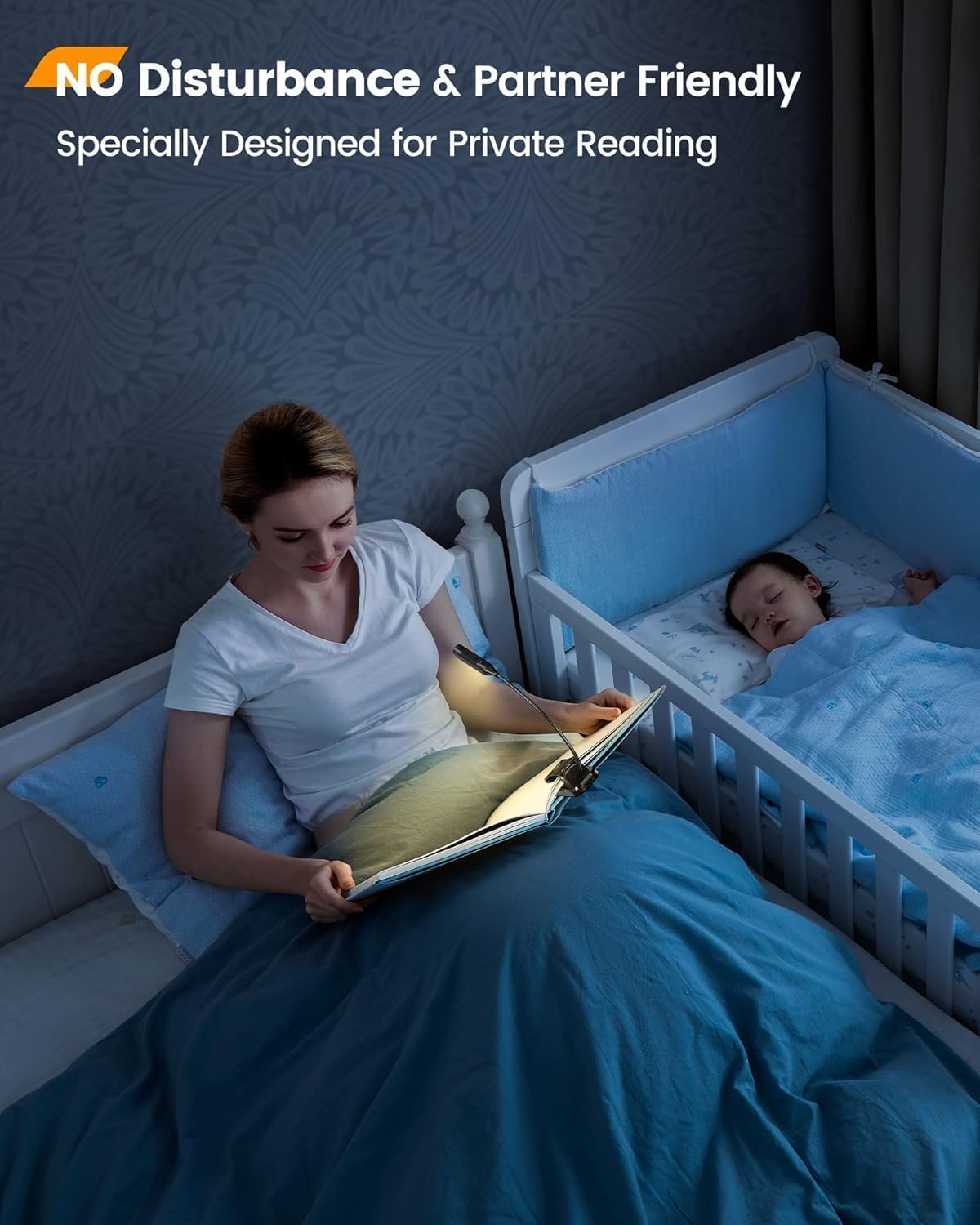 Glocusent Luz de libro recargable USB para leer en la cama, luz con...