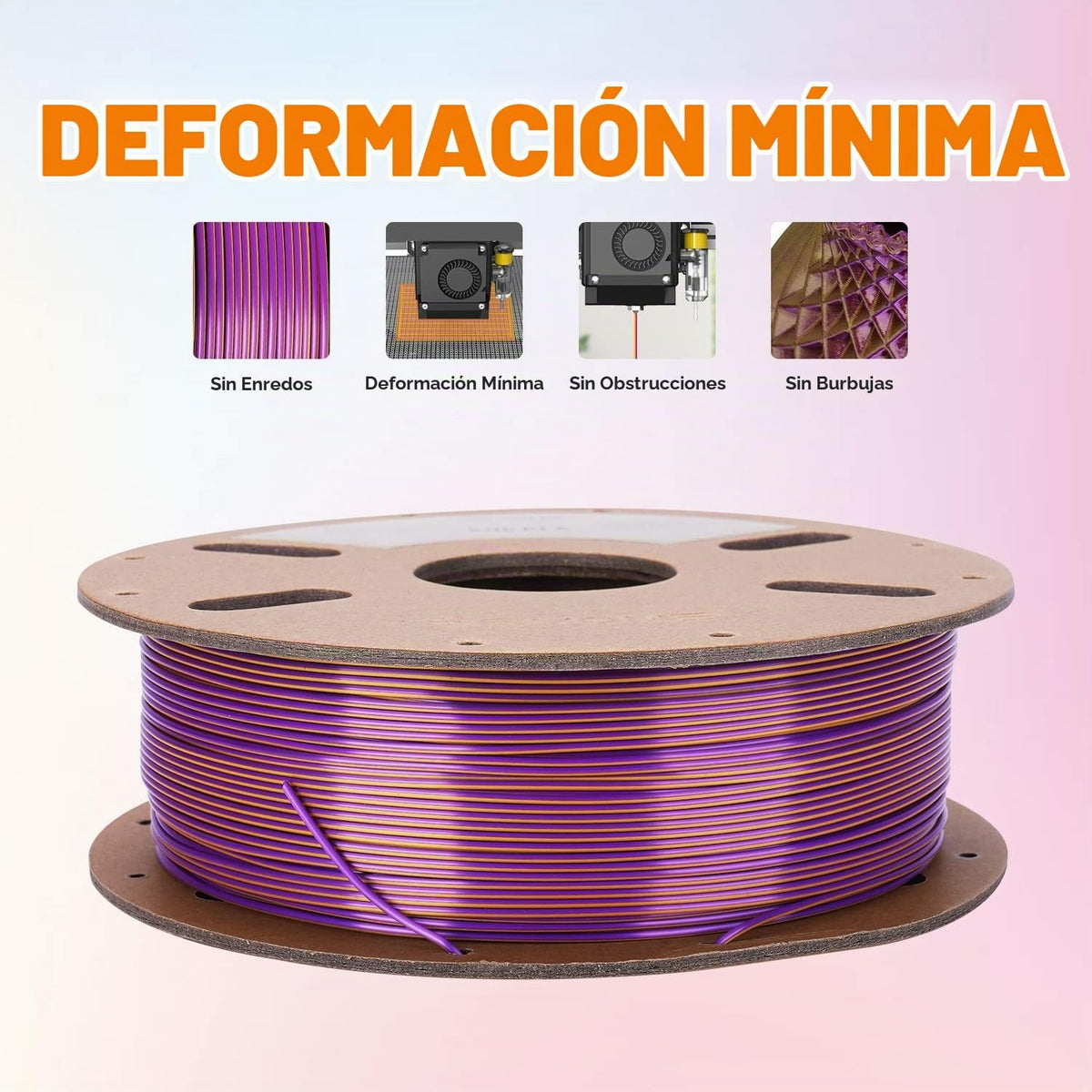 ERYONE Filamento de ácido poliláctico (PLA) de seda bicolor para im...