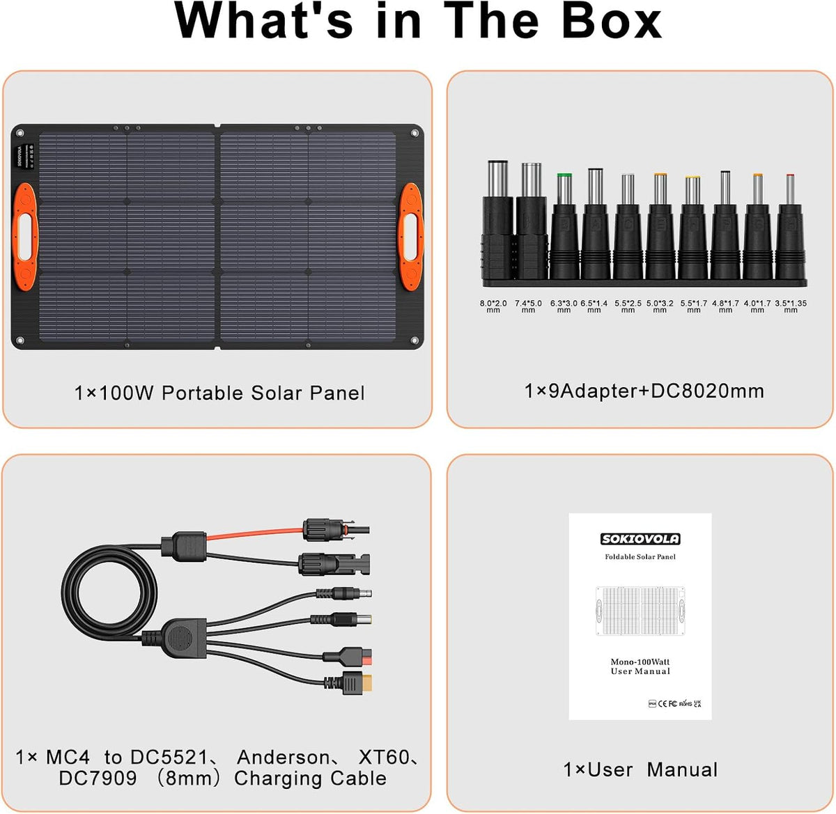 SOKIOVOLA N-Type 16BB 100W Panel solar portátil 18V ETFE Cargador s...